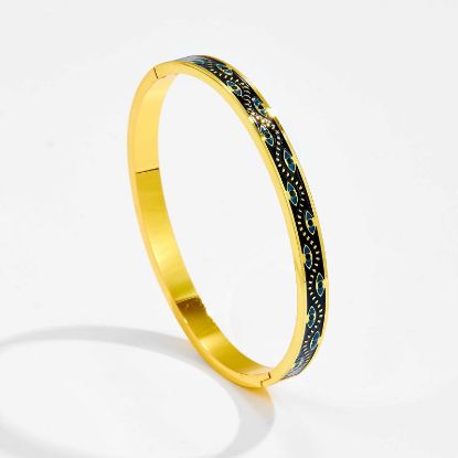 Picture of Golden Mosaic Enamel Bangle Collection (Unisex), Black Enamel