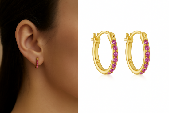 Picture of LumiGlow™ Pavé Huggie Hoops (925)