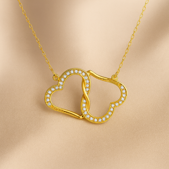 Picture of Twinned Hearts Pavé Necklace