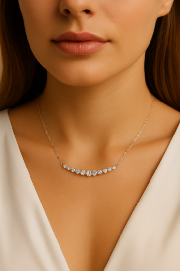 Picture of Aurora Cascade™ Moissanite Bar Necklace